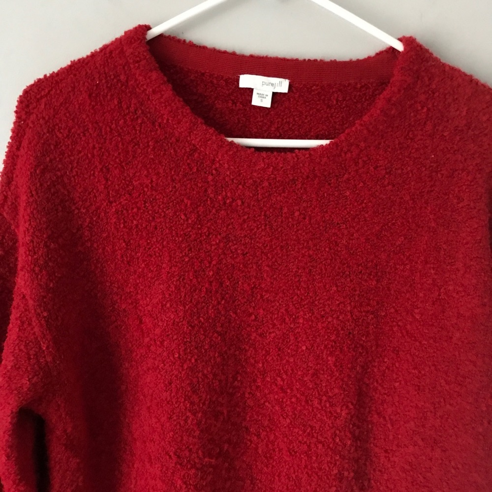 J Jill Boiled Wool Blend Sweater Pullover Crew Neck Red Sz S Long Sleeve Women’s - Picture 4 of 7